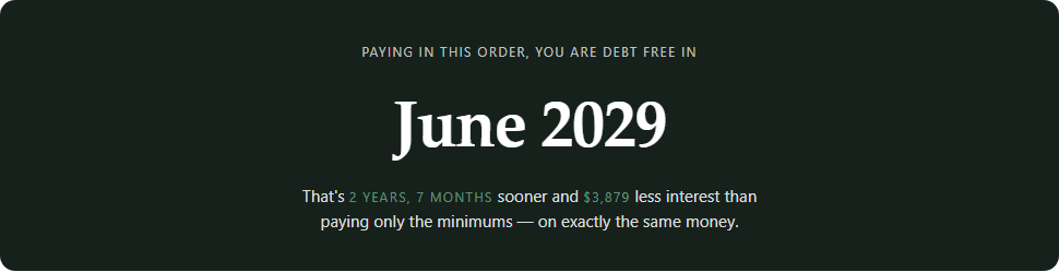 Screen 2 — your debt-free date