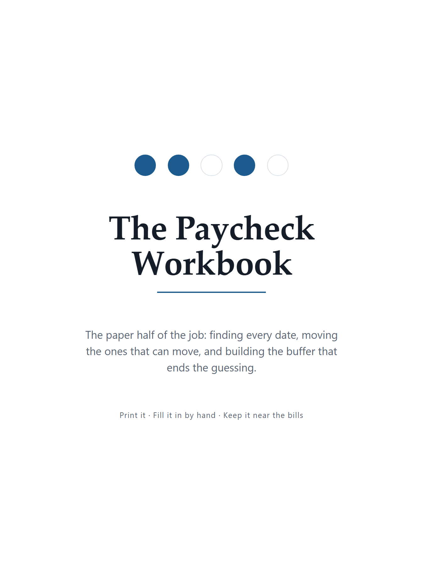 The Paycheck Workbook printable PDF